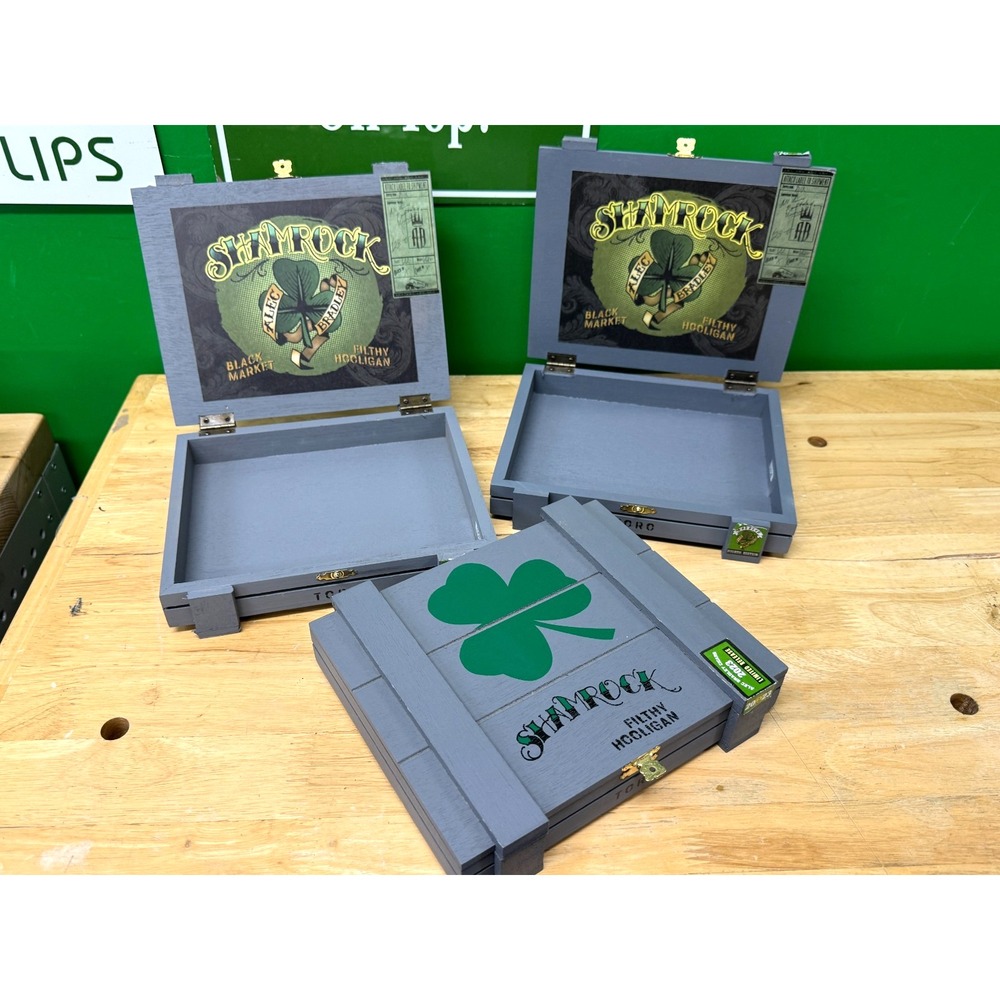 Lot of 3 Filthy Hooligan, Shamrock Empty Cigar Box, No Cigars 2021 2022 2023
